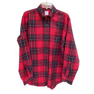 EUC Red Plaid Brooks Brothers No Iron Cotton Shirt Size M